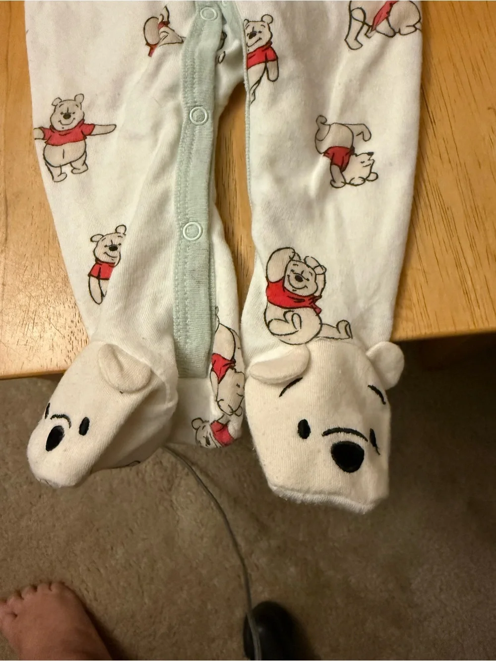 Disney Baby White & Red Winnie the Pooh Footed One-Piece 6-9 nwot